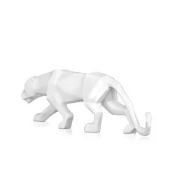Polygon Panther 14cm White Resin Indoor Sculpture
