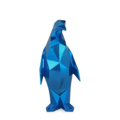 Polygon Penguin 35cm Blue Resin Indoor Sculpture
