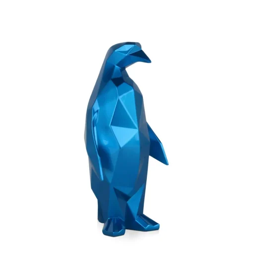 Polygon Penguin 35cm Blue Resin Indoor Sculpture