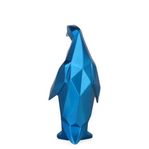 Polygon Penguin 35cm Blue Resin Indoor Sculpture