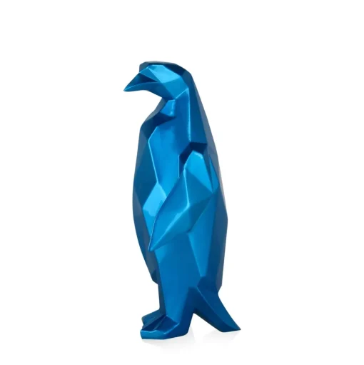 Polygon Penguin 35cm Blue Resin Indoor Sculpture