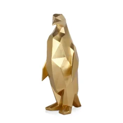 Polygon Penguin 50cm Gold Resin Indoor Sculpture