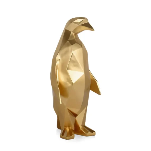 Polygon Penguin 50cm Gold Resin Indoor Sculpture