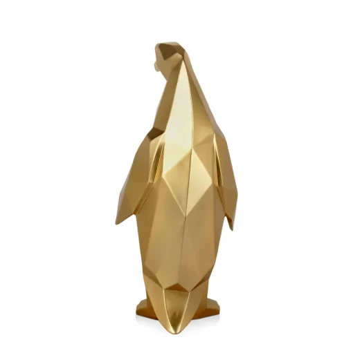Polygon Penguin 50cm Gold Resin Indoor Sculpture
