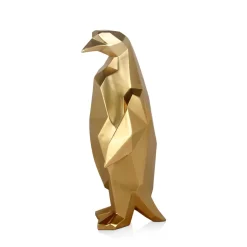 Polygon Penguin 50cm Gold Resin Indoor Sculpture