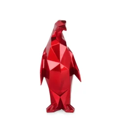 Polygon Penguin 35cm Red Resin Indoor Sculpture