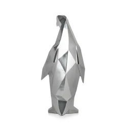 Polygon Penguin 50cm Silver Resin Indoor Sculpture