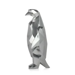 Polygon Penguin 50cm Silver Resin Indoor Sculpture