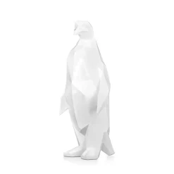Polygon Penguin 50cm White Resin Indoor Sculpture