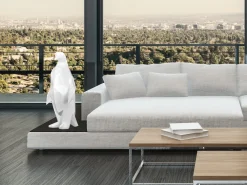 Polygon Penguin 50cm White Resin Indoor Sculpture