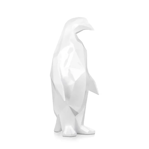 Polygon Penguin 50cm White Resin Indoor Sculpture