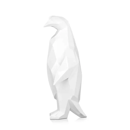 Polygon Penguin 50cm White Resin Indoor Sculpture