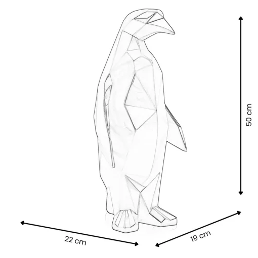 Polygon Penguin 50cm White Resin Indoor Sculpture
