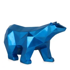 Polygon Polar Bear 25cm Blue Resin Indoor Sculpture