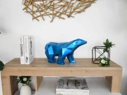 Polygon Polar Bear 25cm Blue Resin Indoor Sculpture