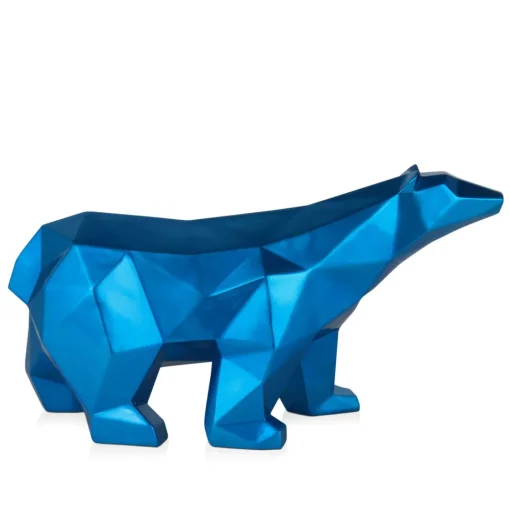 Polygon Polar Bear 25cm Blue Resin Indoor Sculpture