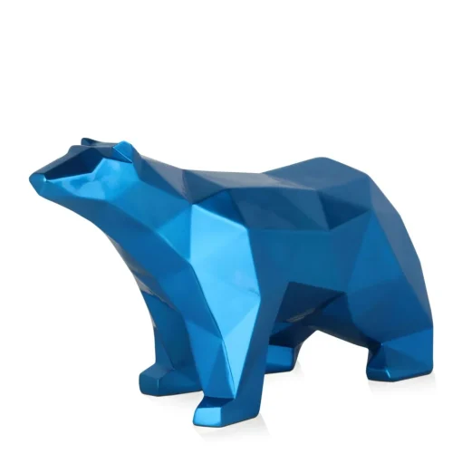 Polygon Polar Bear 25cm Blue Resin Indoor Sculpture