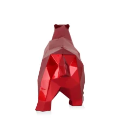 Polygon Polar Bear 25cm Red Resin Indoor Sculpture