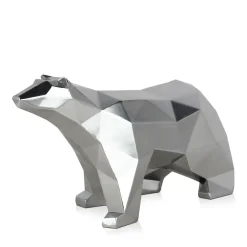 Polygon Polar Bear 25cm Silver Resin Indoor Sculpture