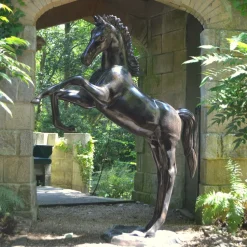 Prancing Horse Life-Size Bronze Metal Garden Statue