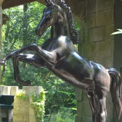 Prancing Horse Life-Size Bronze Metal Garden Statue