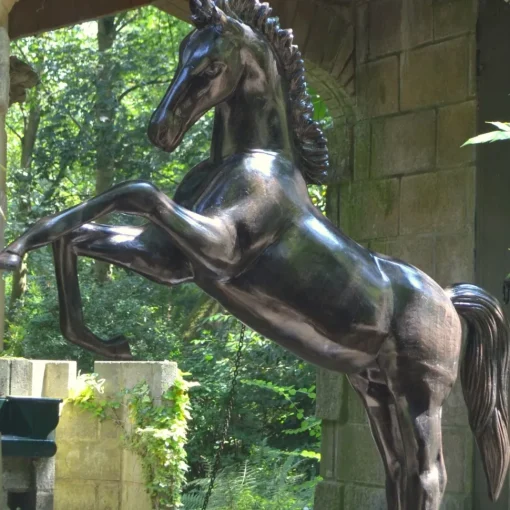 Prancing Horse Life-Size Bronze Metal Garden Statue