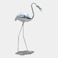 Pure Crane 124cm Silver Metal Garden Sculpture
