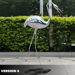 Pure Crane 124cm Silver Metal Garden Sculpture