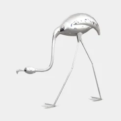 Pure Flamingo 94cm Silver Metal Garden Sculpture
