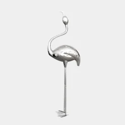 Pure Flamingo 147cm Silver Metal Garden Sculpture