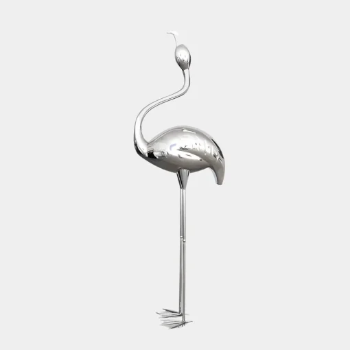 Pure Flamingo 147cm Silver Metal Garden Sculpture