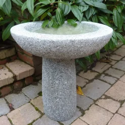 Pure Natural Granite Grey Stone Garden Birdbath