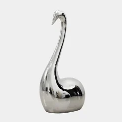 Pure Swan 80cm Silver Metal Indoor Sculpture