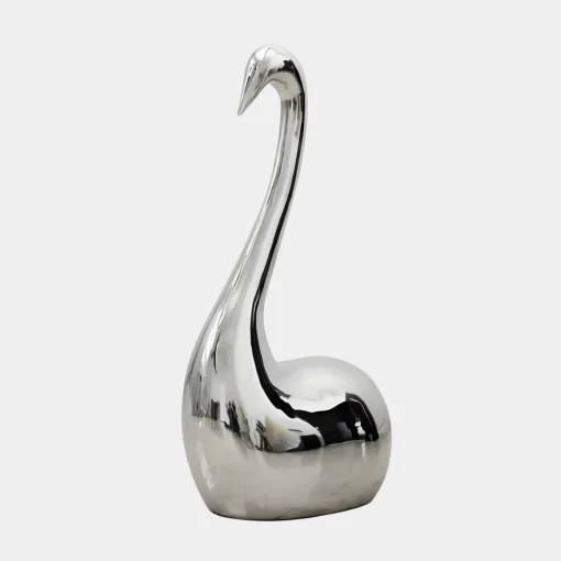 Pure Swan 108cm Silver Metal Indoor Sculpture