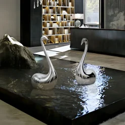 Pure Swan 108cm Silver Metal Indoor Sculpture