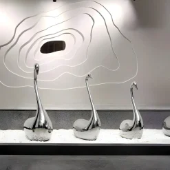 Pure Swan 95cm Silver Metal Indoor Sculpture