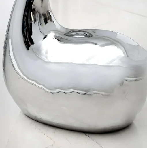 Pure Swan 108cm Silver Metal Indoor Sculpture