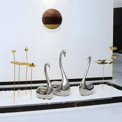 Pure Swan 108cm Silver Metal Indoor Sculpture