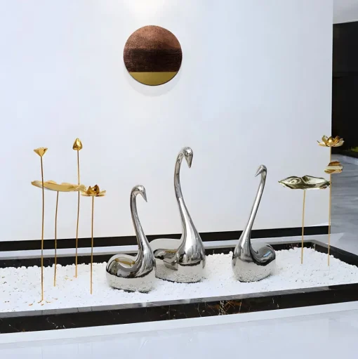 Pure Swan 108cm Silver Metal Indoor Sculpture