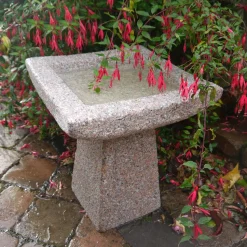 Quadrate Natural Granite Stone Garden Birdbath
