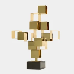 Quantum Cubes 88cm Gold Metal Indoor Sculpture