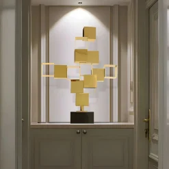 Quantum Cubes 88cm Gold Metal Indoor Sculpture