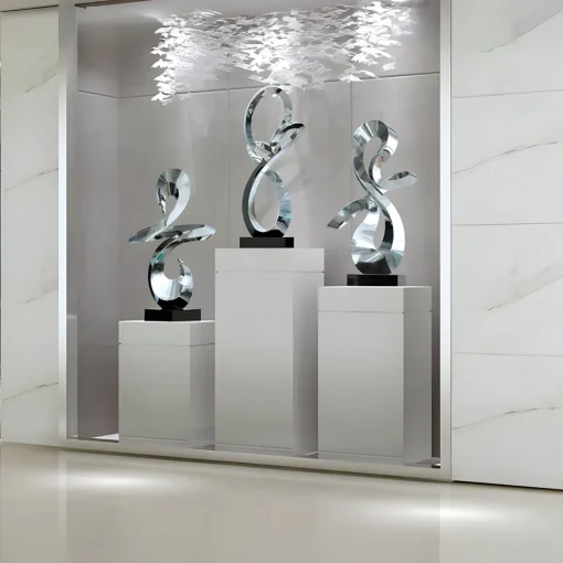 Quantum Drift 87cm Silver Metal Indoor Sculpture v2