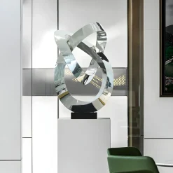 Quantum Helix 88cm Silver Metal Indoor Sculpture