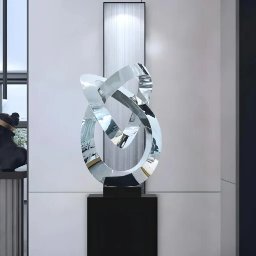 Quantum Helix 88cm Silver Metal Indoor Sculpture