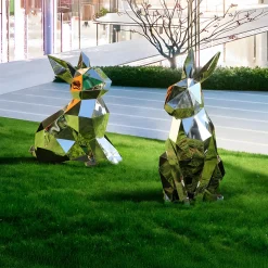 Rabbit 61cm Geometric Metal Garden Sculpture