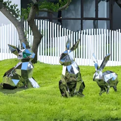 Rabbit 61cm Geometric Metal Garden Sculpture