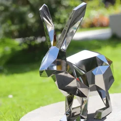 Rabbit 46cm Geometric Metal Garden Sculpture