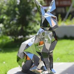 Rabbit 61cm Geometric Metal Garden Sculpture
