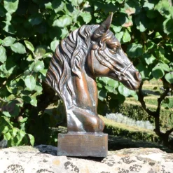 Race Horse Head Bronze Metal Garden Ornament